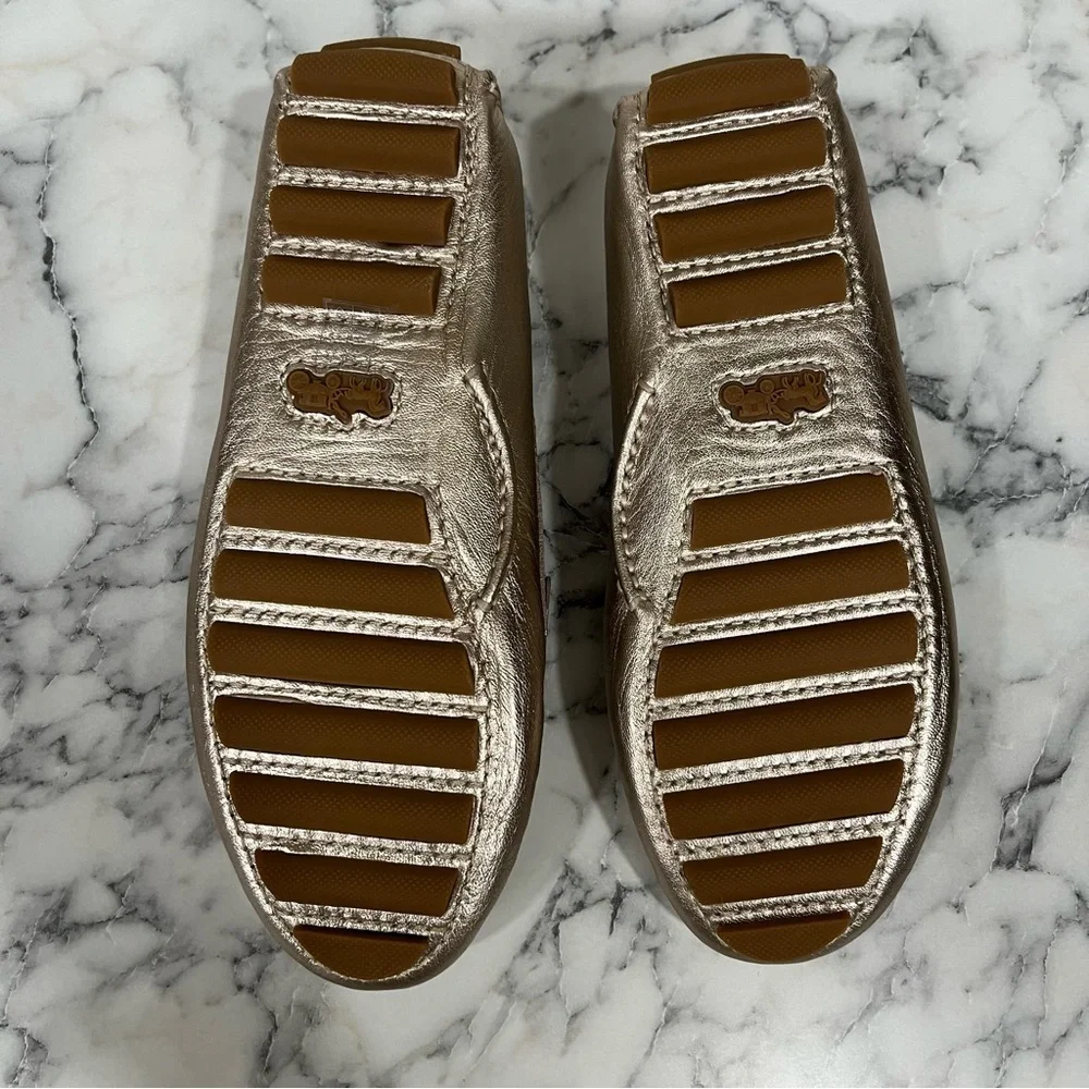 COACH Crosby driver loafers metallic flats equestrian preppy old money size 5 B